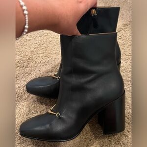 Black leather Tory Burch booties